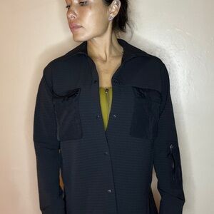 Women's Lulelemon Oversized Collared Black Button Up Jacket